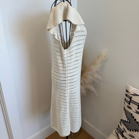 Treasure & Bond Flutter Sleeve Crochet Cream Linen Blend Sweater NEW Large - Picture 4 of 11